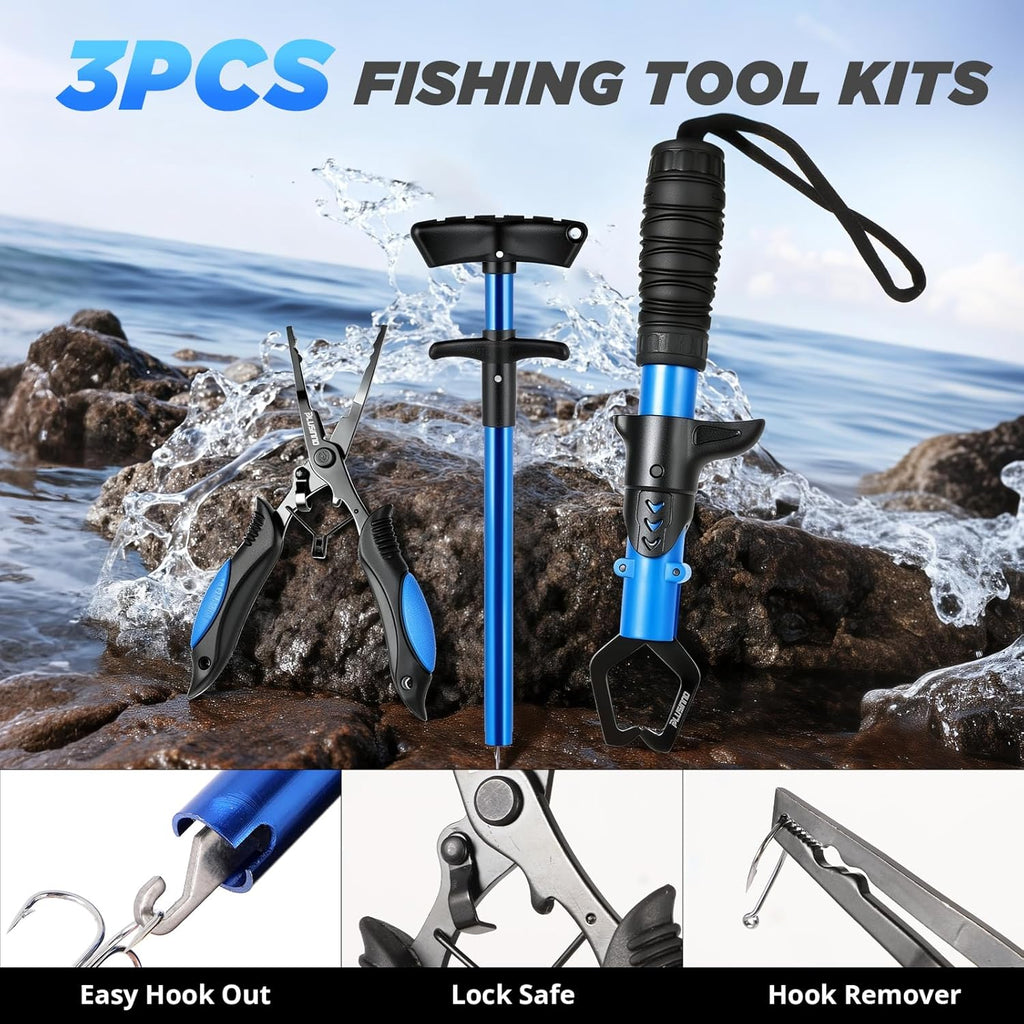 PLUSINNO Fishing Backpack - Waterproof Tackle Bag with Rod Holder & Reel Combos | Ideal Fishing Gear Gift for Men