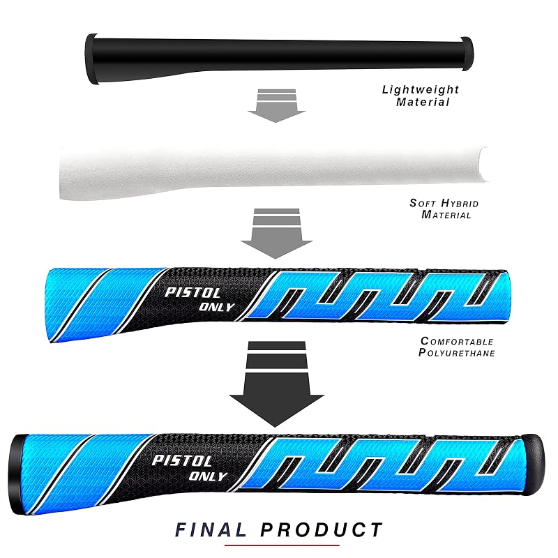 CHAMPKEY Pistol Golf Putter Grip - Midsize Blue, Lightweight Comfort & Textured Traction