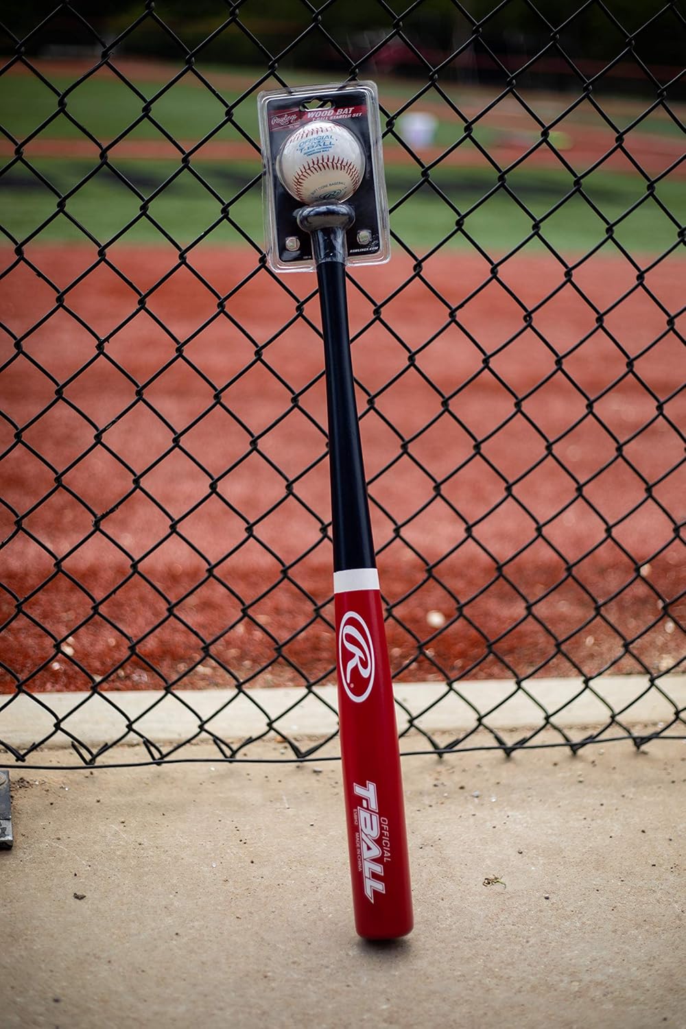 Rawlings Wood T-Ball Bat & Ball Combo - 25" Ash Bat with 2" Barrel & Rawlings TVB Ball Included