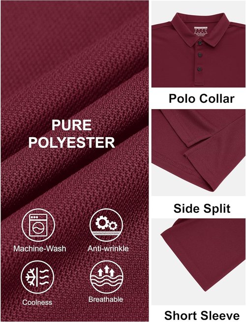 MAGCOMSEN Men's Polo Shirts - Short Sleeve Dry Fit Performance Golf Shirt | Casual Collared Design