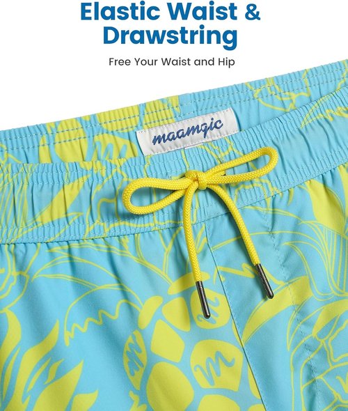 Maamgic 2 in 1 Men's Swim Trunks - 7 Inch Board Shorts for Comfort & Style