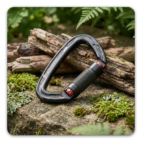 FresKaro 25kN UIAA Certified Climbing Carabiner Clips, 4inches Auto Locking, Heavy Duty Carabiners for Rock Climbing, Mountaineering with Knots Flashcards Guide, 2pack, Black