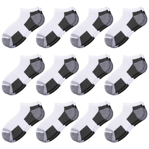 Comfoex 12 Pairs Boys Ankle Cushioned Socks Athletic Low Cut Sports Breathable Socks For Kids 4-6 6-8 8-10 10-12 Years Old