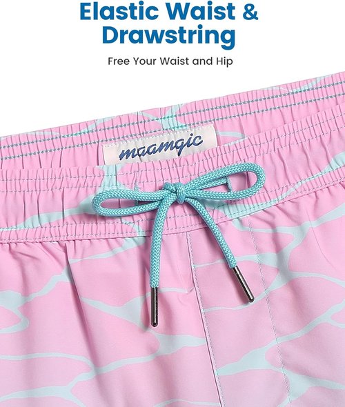 Maamgic Men's Swim Trunks - 2 in 1 7-Inch Swim Shorts for Comfort & Style