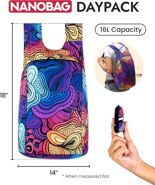Nanobag Daypack - Ultralight 16L Foldable Backpack for Travel & Hiking | Reusable & Packable Design
