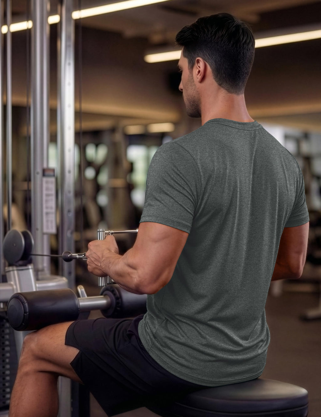 MAGCOMSEN Athletic Shirts for Men Short Sleeve Dry Fit Workout Shirts Moisture Wicking Gym Exercise Performance Shirt Dark Grey, L