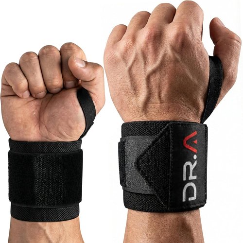 Dr. Arthritis Weight Lifting Wrist Wraps - Heavy-Duty Non-Slip Straps for Olympic Lifts & Training | Black Pair