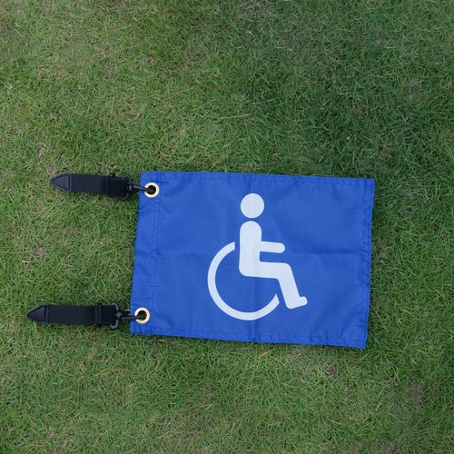 MOTAIN Easy Installation Golf Cart Flag Holder,2 Pack Elastic Strap Bracket with 6 * 9'' Handicap Flag for Seniors Handicapped Disability