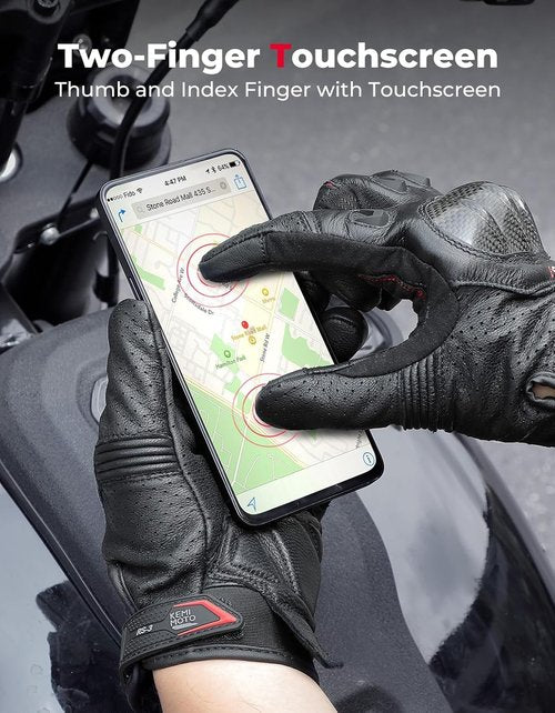 KEMIMOTO Motorcycle Gloves - Sheepskin Leather Protection for Men | Ideal for Motocross & ATV Riding