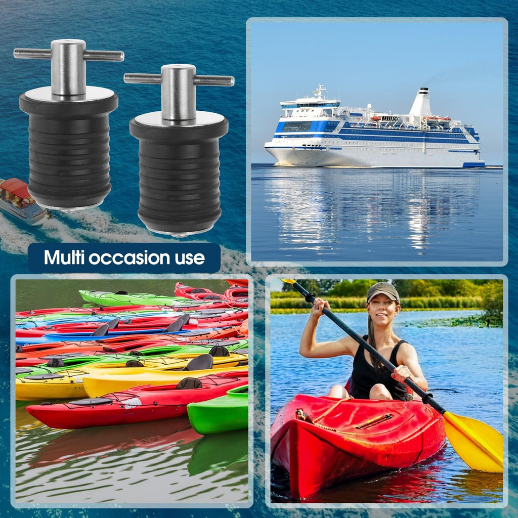 4-Pc Boat Plug Set - T Handle Drain Plugs with Durable Brass & Stainless Steel Handles | 1 Inch