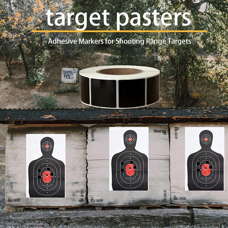 1 Inch Target Pasters, 2000 Pieces (2 Rolls) Adhesive Markers for Shooting Practice - Black