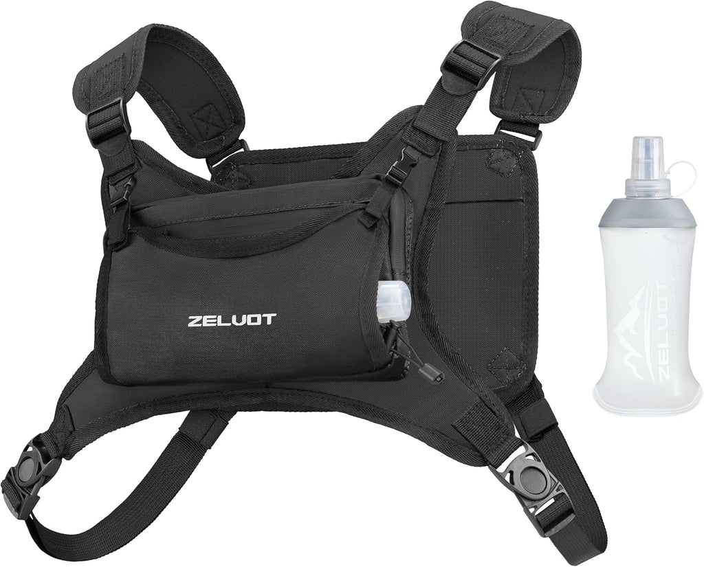 Skiennix Running Vest - Lightweight Adjustable Chest Pack with 350ml Soft Flask & 4 Pockets | Reflective for Trail Running, Hiking, Cycling, Marathon