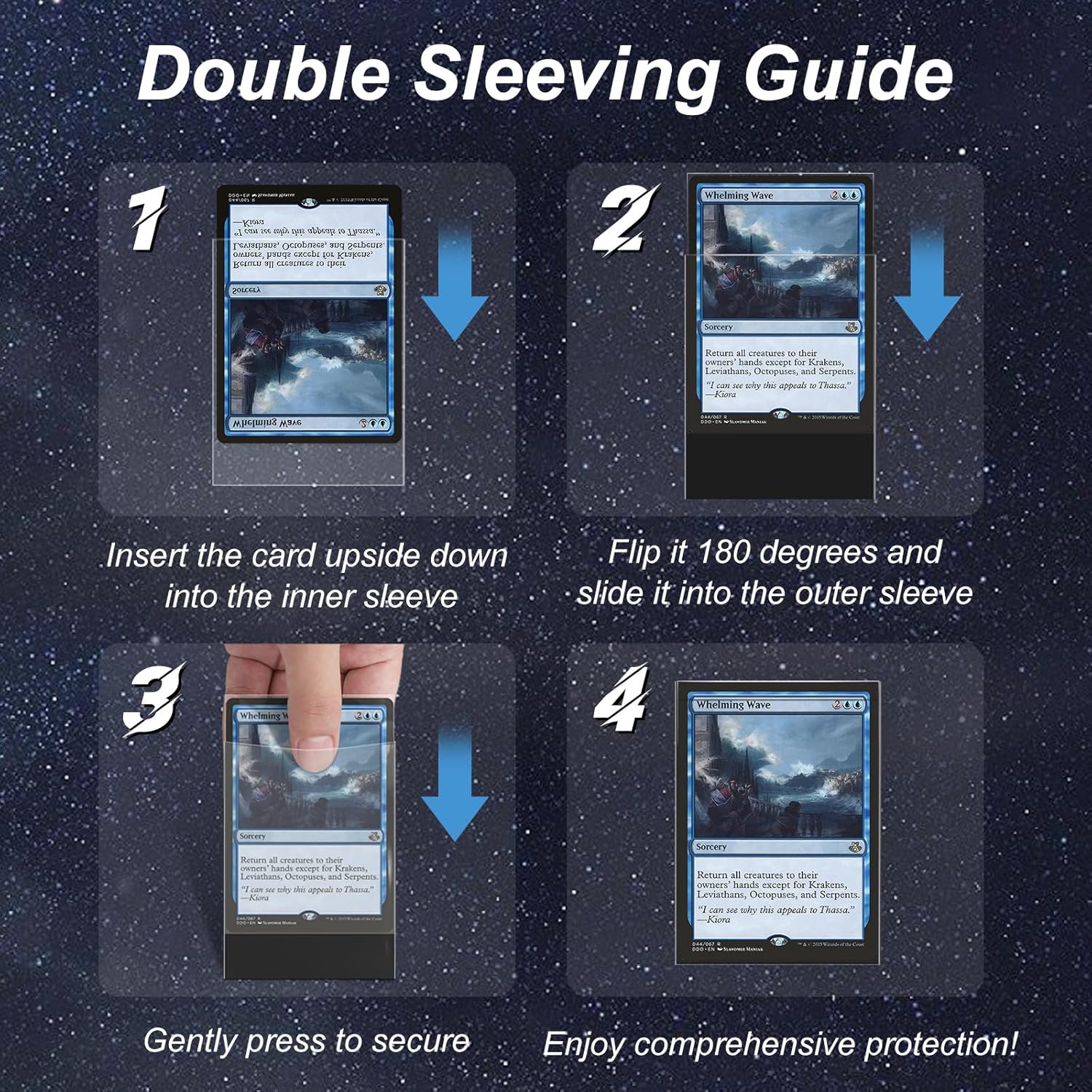 Skiennix 400 Pack Card Sleeves - 200 Matte Black & 200 Perfect Fit for Double-Sleeving | Ideal for MTG & TCG