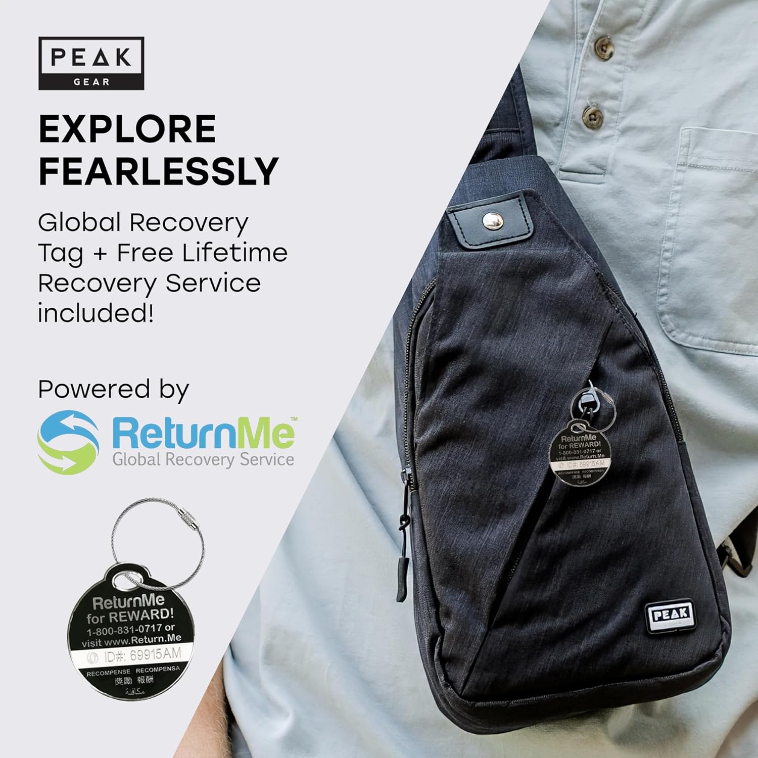 Peak Gear Travel Sling Bag - Compact Crossbody Design | Lightweight & Convenient | Lifetime ID Tag Included