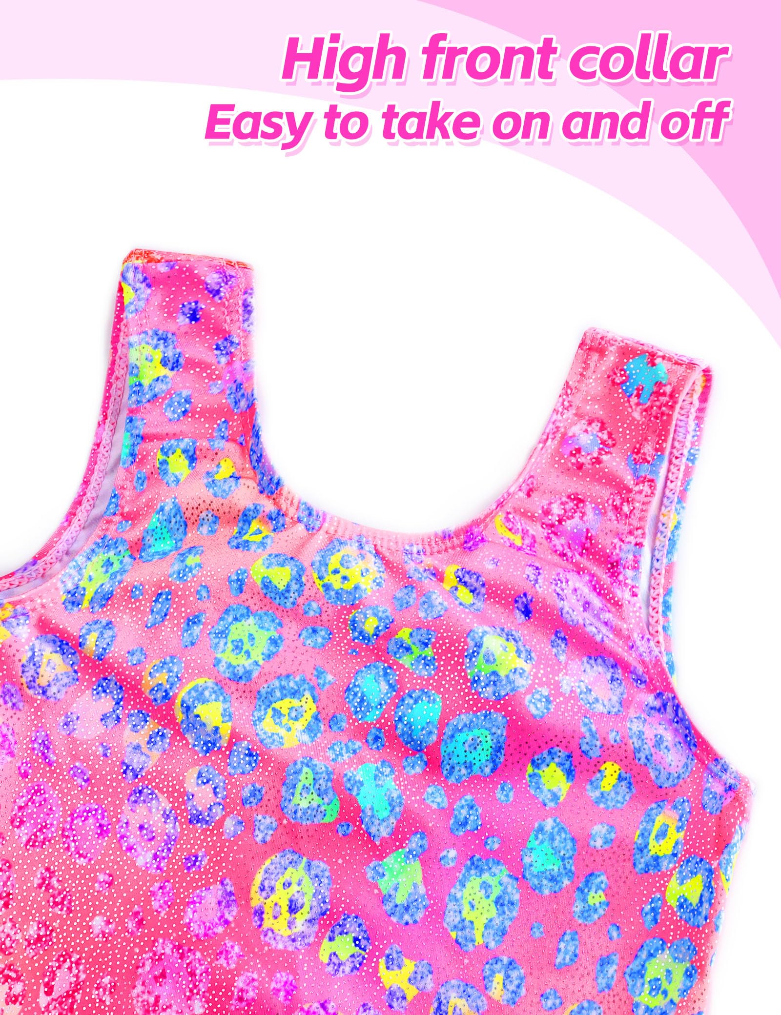 Alikhonf Leotards for Girls Gymnastics Kids Sleeveless Biketard with Shorts Sparkly Dance Tumbling Outfits