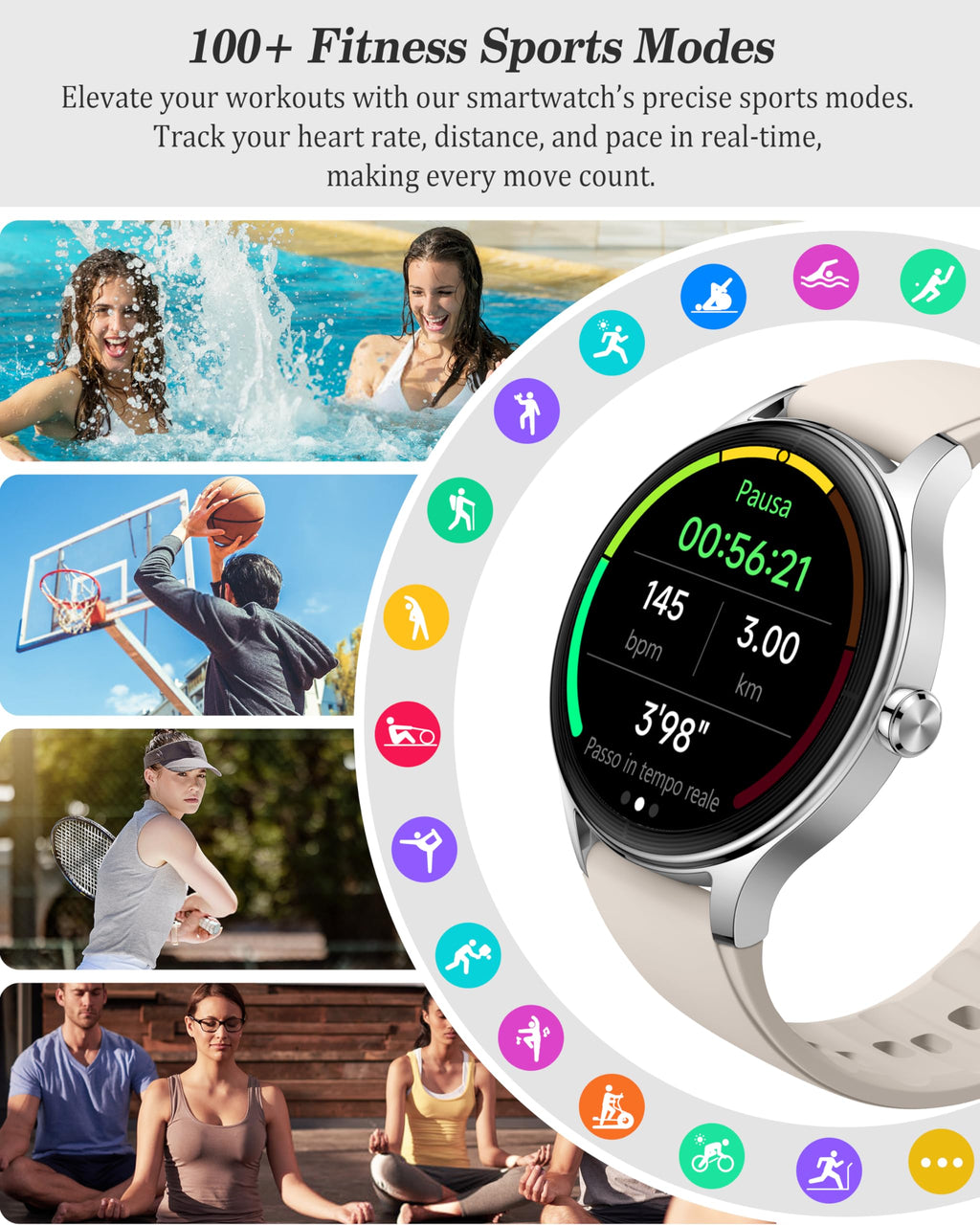 Smart Watch for Women, Ladies & Men, 1.27'' Fitness Watch [41mm case] with Call Receive/Dial, Heart Rate/Stress/Sleep Monitor, AI Voice, IP68 Waterproof Smartwatch with Calendar, Calculator, Games