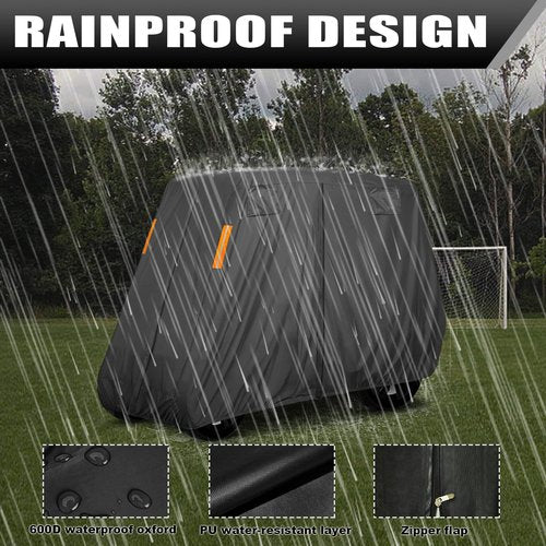 600D Heavy Duty 4+2 Seater Golf Cart Cover 6 Passenger, Golf Cart Cover 4 Passenger Extended Roof, Club Car Cover Lifted Golf Cart Storage Cover for 4 Seaters with 2 Bench Seats 138L 48W 66H Inches