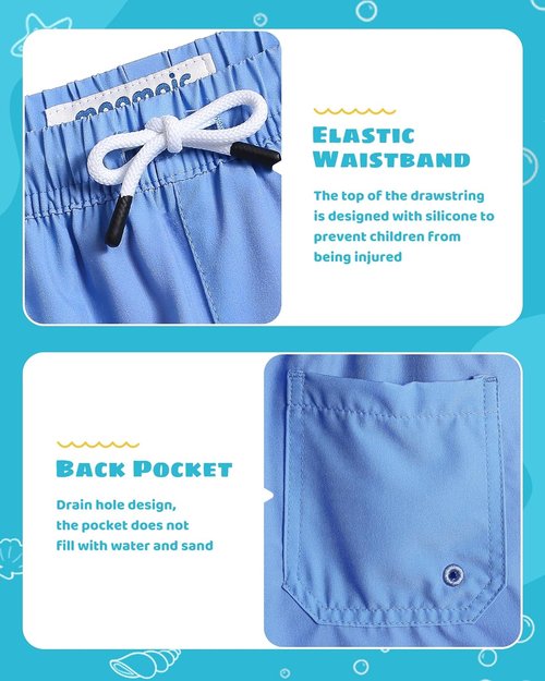 Maamgic Boys Swim Trunks - Toddler Stretch Swim Shorts with Compression Liner | Comfortable Fit