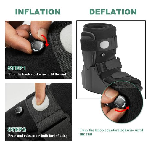 Jewlri Short Walking Boot, Air CAM Fracture Boot Protection Walker with Plastic Molded Uprights Support for Sprained Ankle Injured Broken Foot Recovery Fits Left or Right Foot Medium