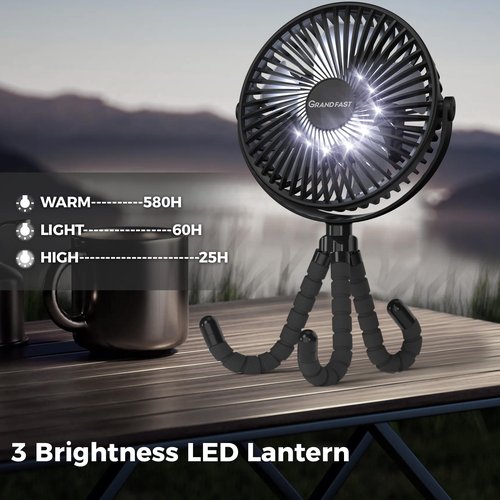 10000mAh Rechargeable Golf Cart Fan, 50H Run, Compatible with EZGO Club Car Yamaha, 7 inch Clip On Fan with Sturdy Tripod, 360° Pivot, 3 Speed & Timer, Cooling for Golf Cart Golf Palyer Essential