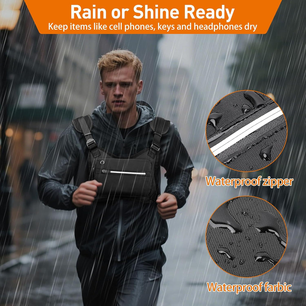 Skiennix Water Resistant Chest Pack - Lightweight Running Vest with Reflective Strip & Phone Holder | Ideal for Hiking & Cycling
