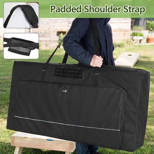 GOBUROS Cornhole Carrying Case - Fits Regulation Size Boards with Padded Shoulder Strap & Sandbag Pockets