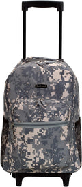 Rockland Double Handle Rolling Backpack - Acu Camo Design | 17-Inch Size for Easy Travel