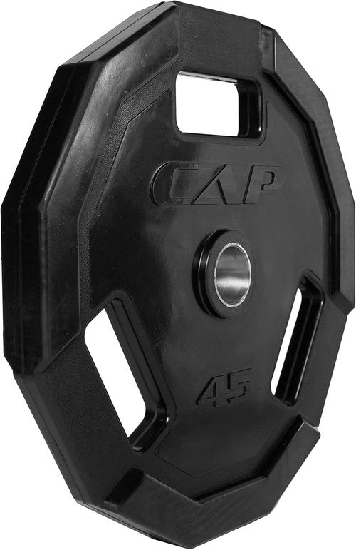 CAP Barbell 12-Sided Rubber Olympic Grip Weight Plates - Durable Black Design | Various Sizes Available