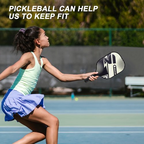 OLANNY Pickleball Paddles Set of 4 Pickleball Rackets Graphite Pickleball Set Polymer Honeycomb CoreLightweight Pickleball Set Includes 4 Pickleball Paddles + 4 Balls + 1 Pickleball Bag