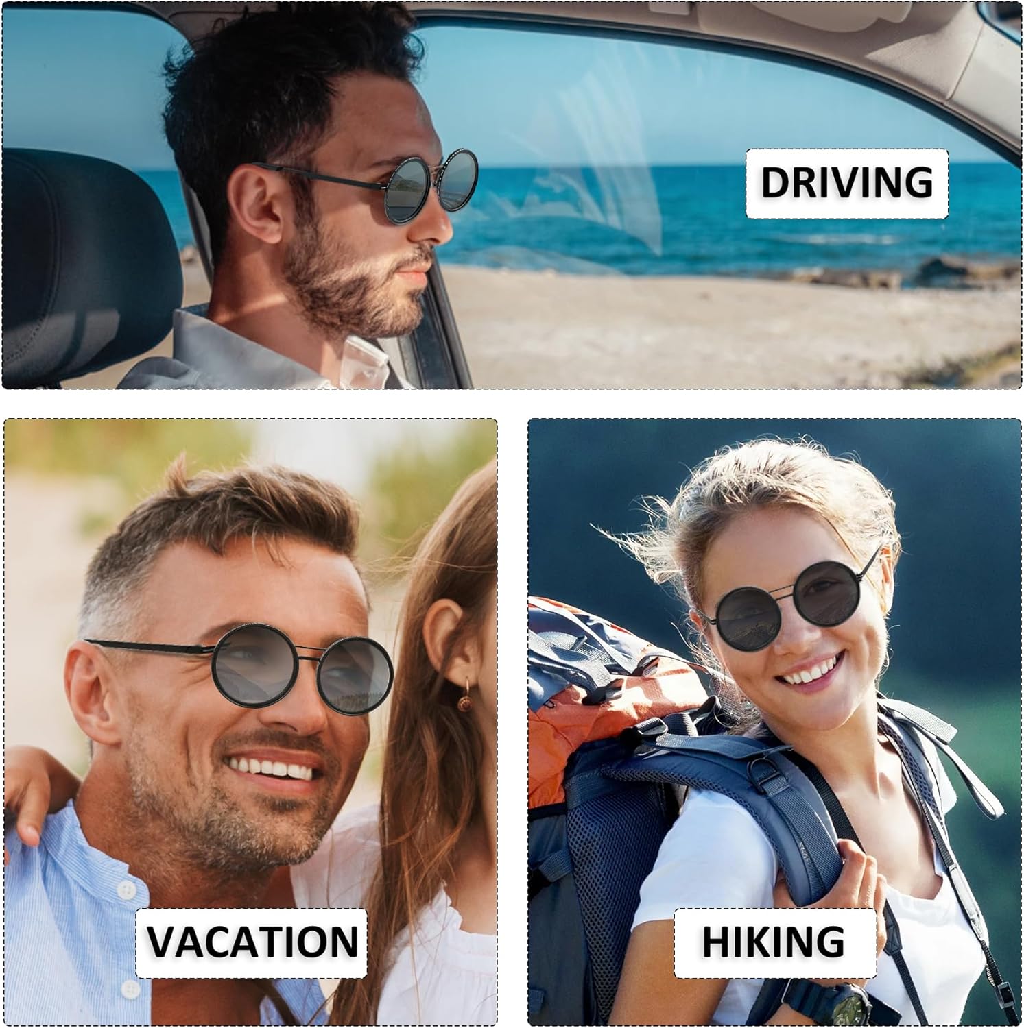 Skiennix Adjustable Tint Sunglasses - Polarized Round Glasses with Manual Tint Control & ND Filter