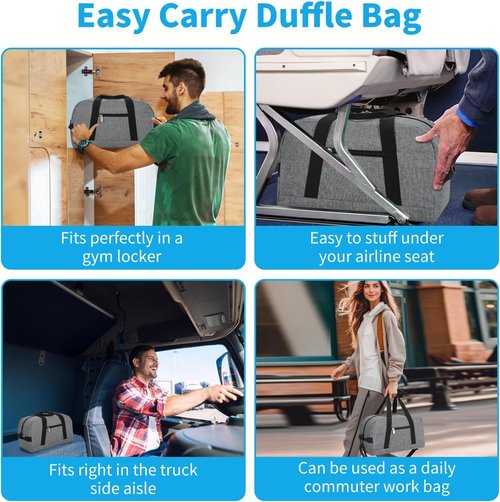 Apenze Small Gym Bag - Lightweight 14-Inch Mini Duffel for Travel & Sports | Light Grey