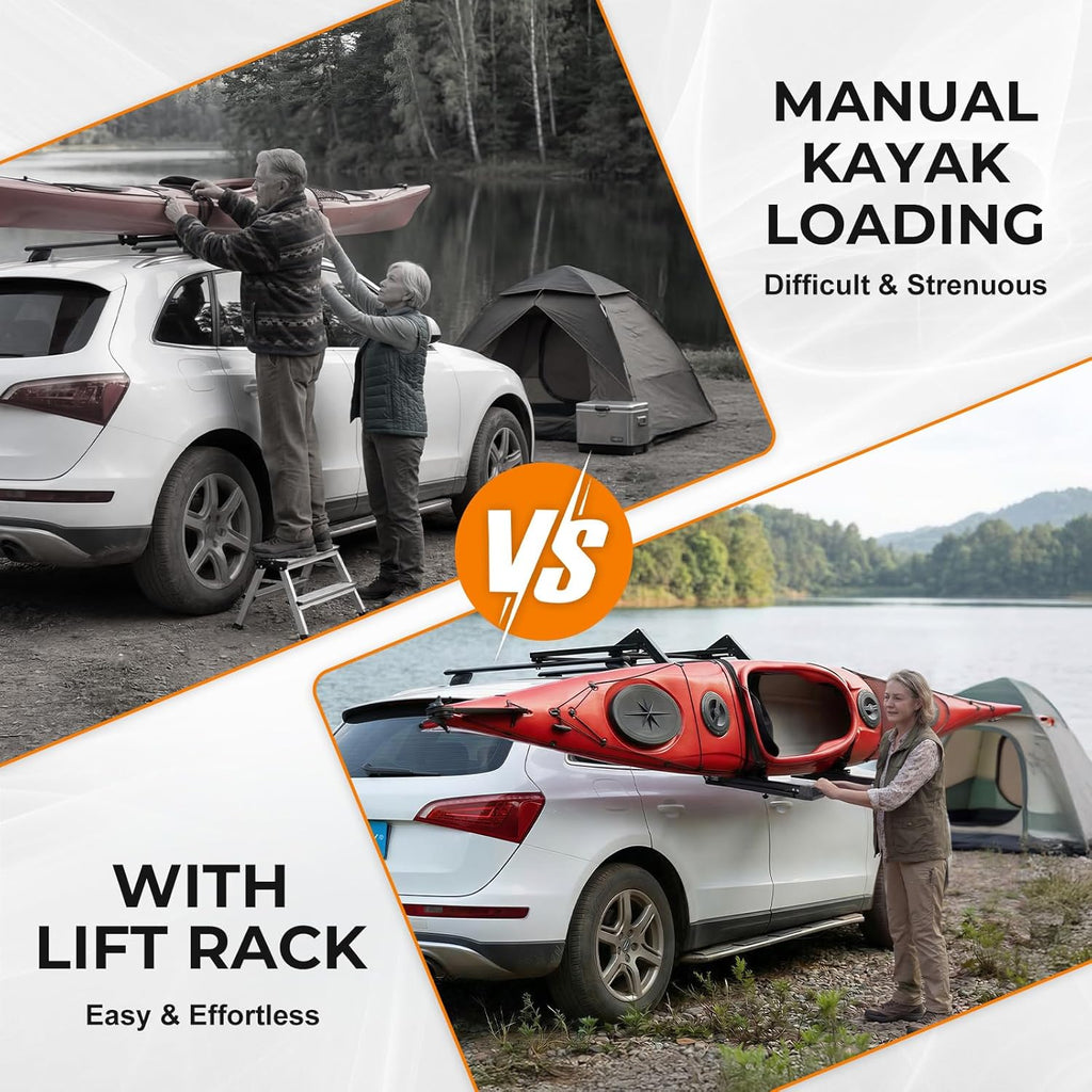 TOOENJOY Heavy-Duty Kayak Lift Assist Roof Rack - 100 LBS Capacity Canoe Loader for Easy Elevation