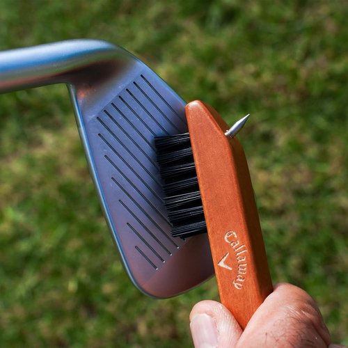 Callaway Golf Club Brush - Heritage Wood Design with Groove Cleaner for Optimal Performance
