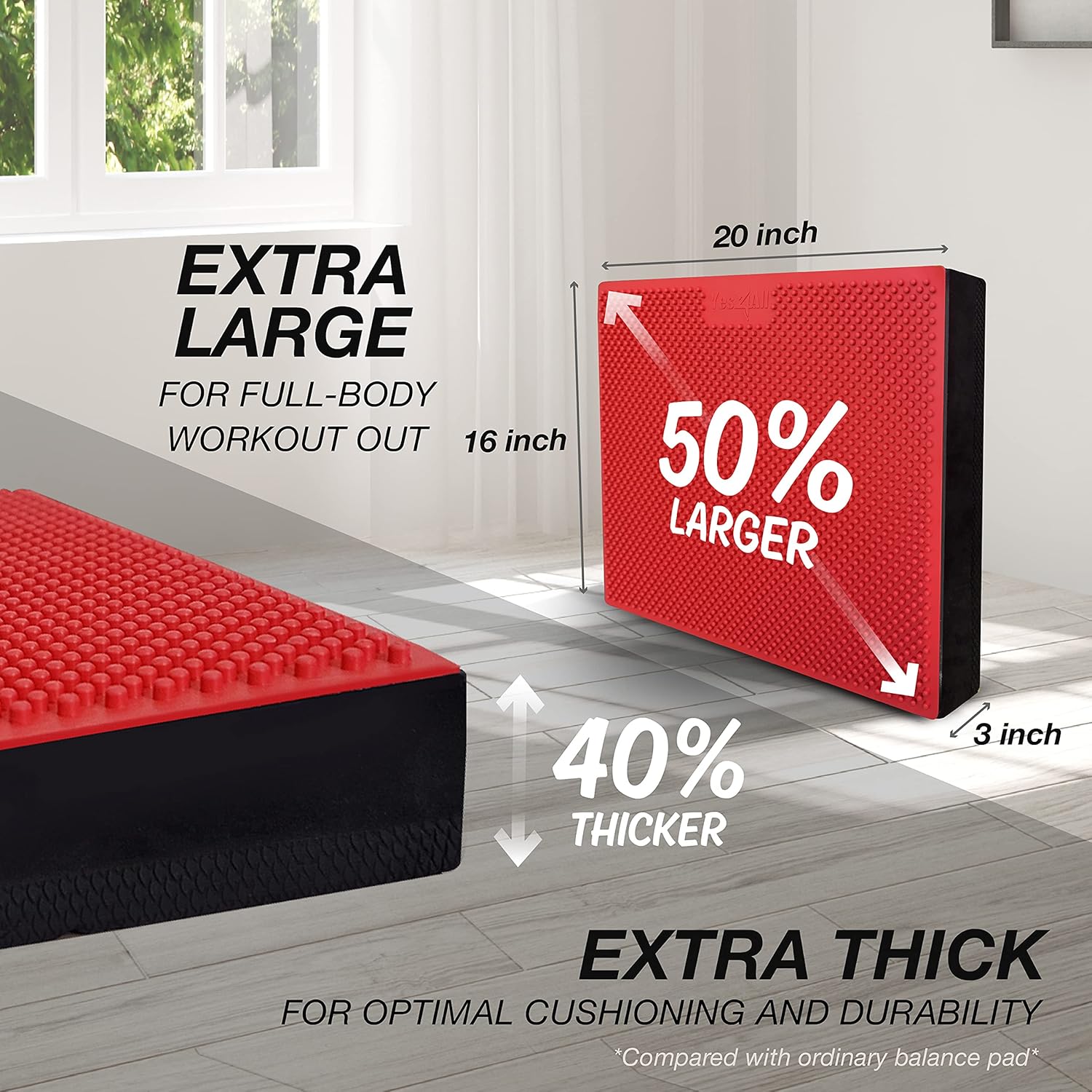 Yes4All Balance Pad - Nonslip TPE Foam for Fitness & Yoga | Upgraded Sizes L, XL, XXL - Multicolor Options