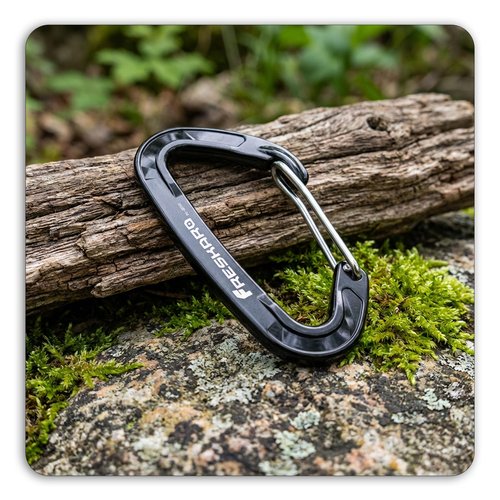 FresKaro 15kN Heavy Duty Wiregate Carabiners Clips, Wire Gate Spring Snap Quick Draws, for Camping Hiking, Hammocks, Aluminium Caribeaners for Backpacking and Dog Leash, 4Pack, Black, Medium Size