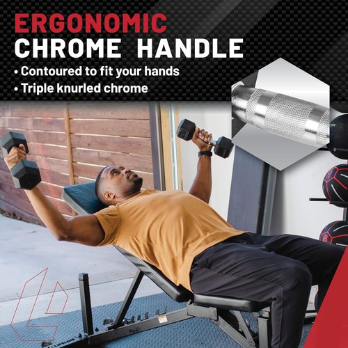Lifeline Fitness Hex Dumbbells - Premium Rubber Wrapped Design with Ergonomic Knurled Handle | Home Gym Weights