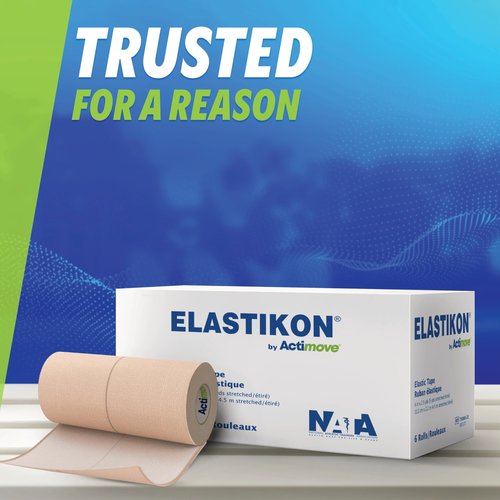 ELASTIKON by Actimove Elastic Athletic Tape - Provides Support for Sprains, Strains, Muscle Injuries - for Sport and Veterinary Applications - 4 in x 2.5 yd, 6 Rolls