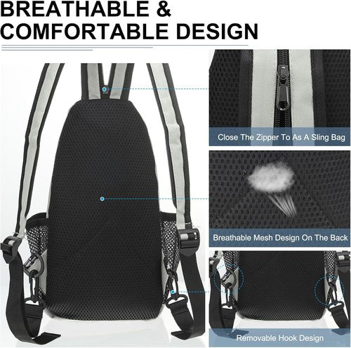 DTGN Convertible Sling Bag - Multifunctional Crossbody Backpack for Hiking & Travel | 8.5"x15" - White