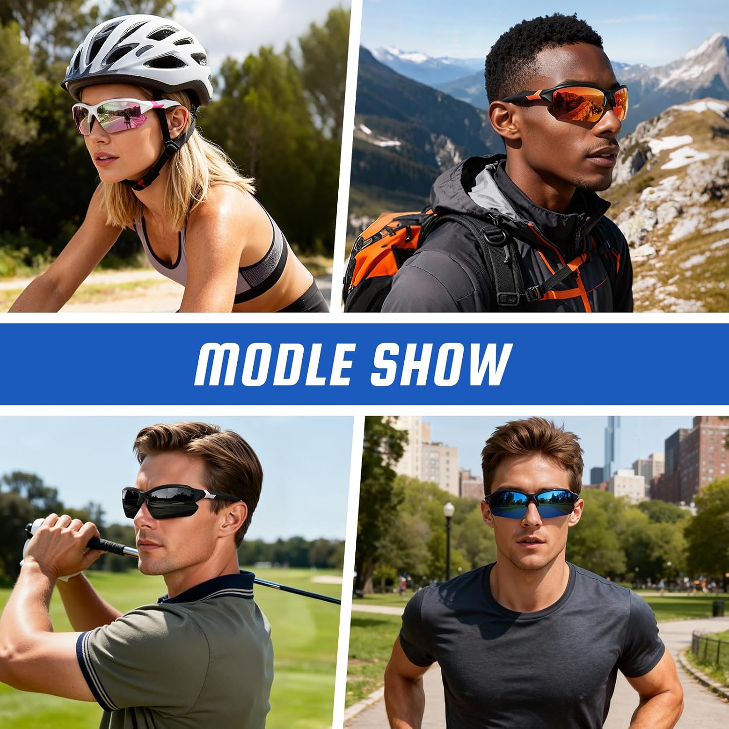 XVXV Polarized Sports Sunglasses - UV Protection & Comfortable Half Frame for Men | 3 Pack