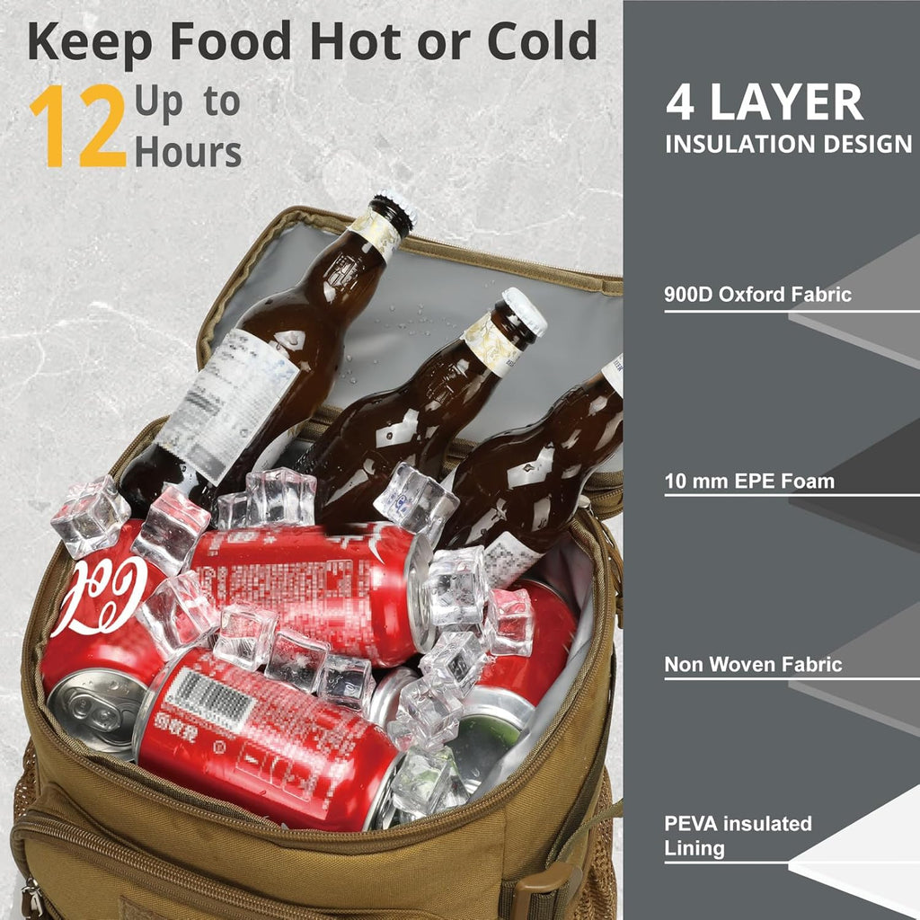 Skiennix Tactical Backpack Cooler - 25L Insulated Leak-Proof Design | Waterproof Ice Chest for Camping & Hiking