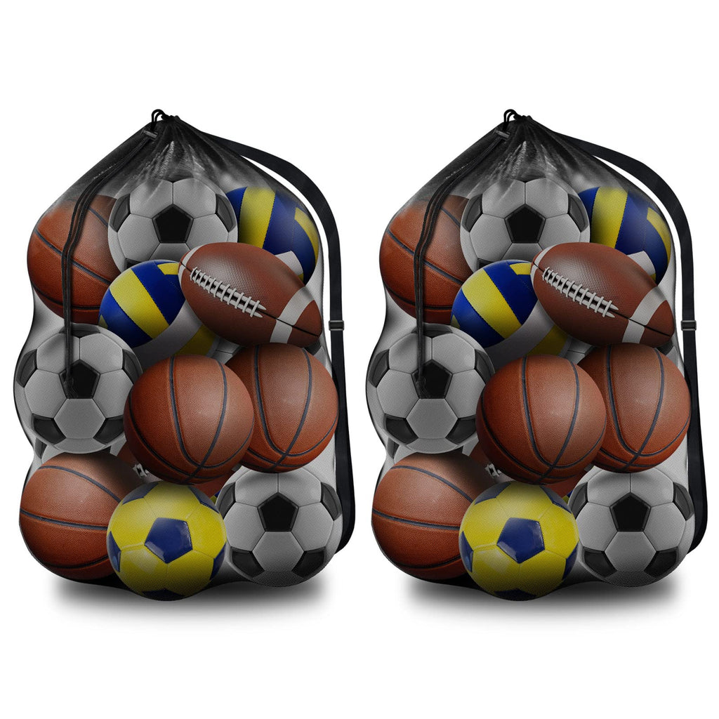 BROTOU Extra Large Sports Ball Bag Mesh, Basketball Bags Team Balls, Adjustable Shoulder Strap, Team Work Ball Bags for Holding Soccer, Football, Volleyball, Swimming Gear (30” x 40”) (2PCS)