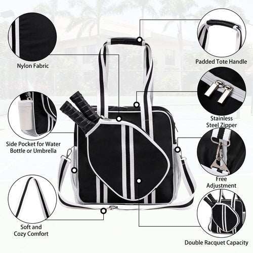 SPOENGRU Pickleball Bag for Women Men, Pickleball Paddle Shoulder Bag, with Zipper & Adjustable Shoulder Strap for Racquet