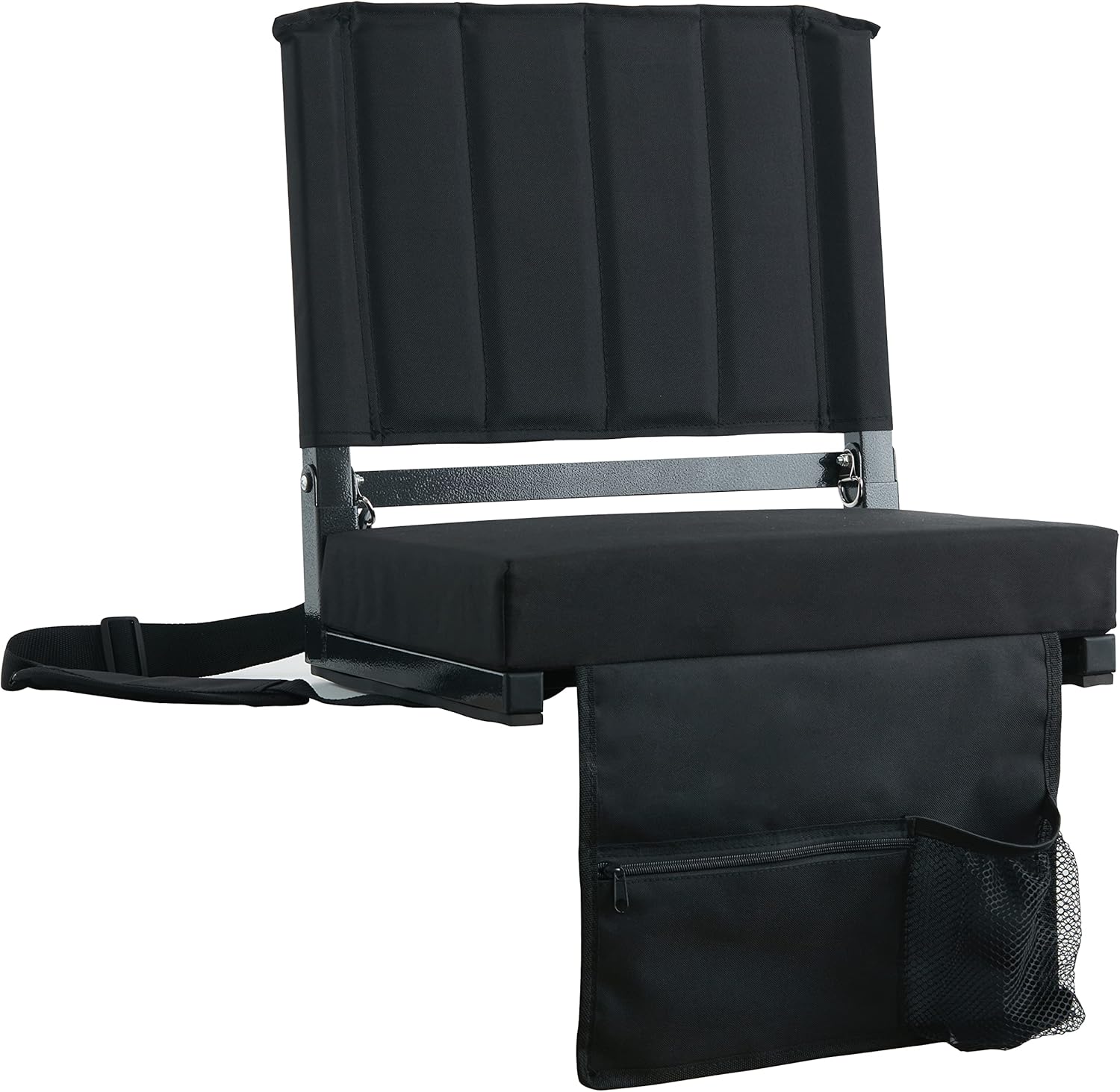 Sport Beats Stadium Seats - Comfortable Bleacher Chairs with Back Support & Cushion | 2-Pack, Black, 17" W x 12" D x 16.5" H