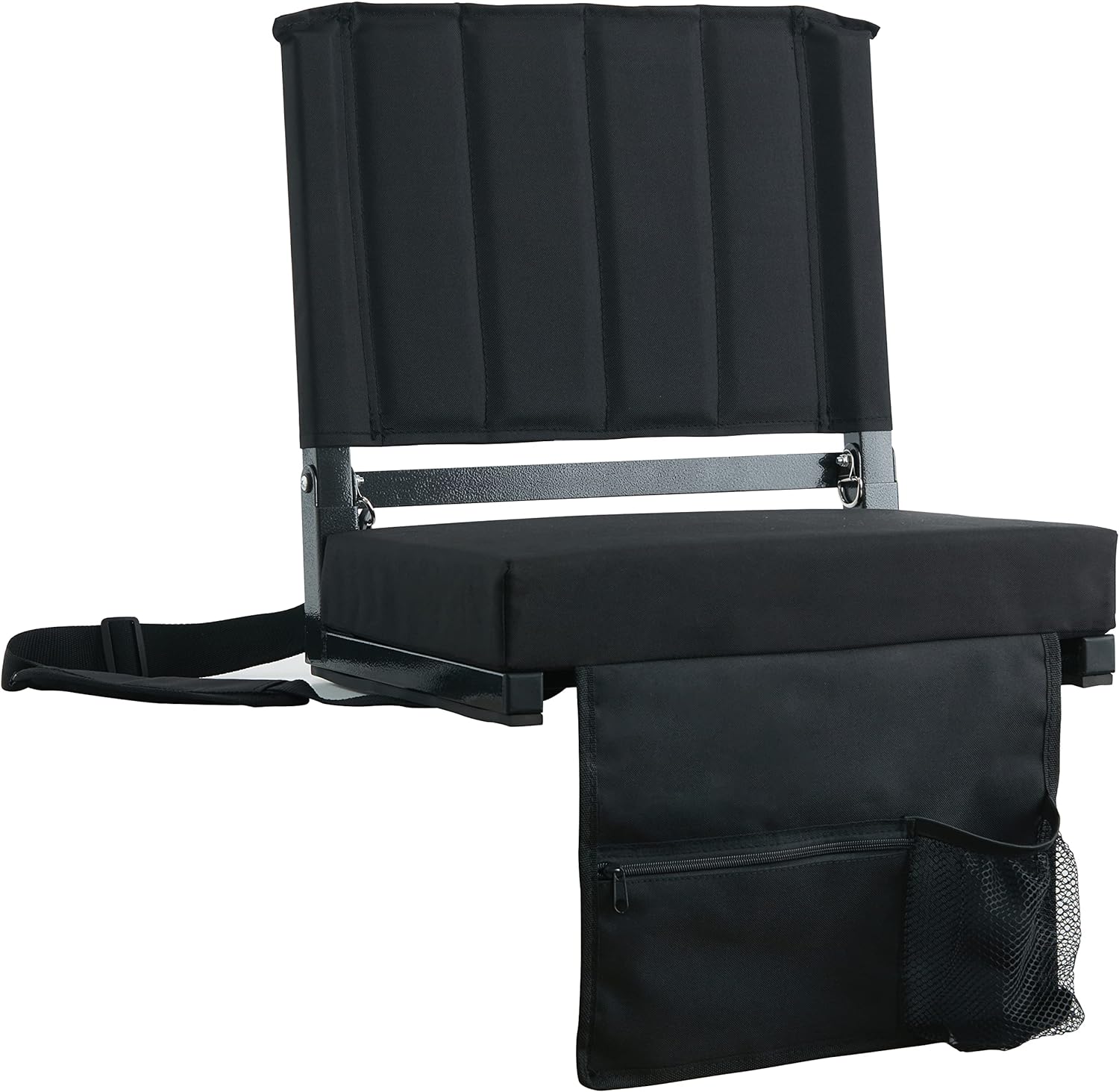 Sport Beats Stadium Seats - Comfortable Bleacher Chairs with Back Support & Cushion | Black, 1pc Regular - 17"W x 12"D x 16.5"H