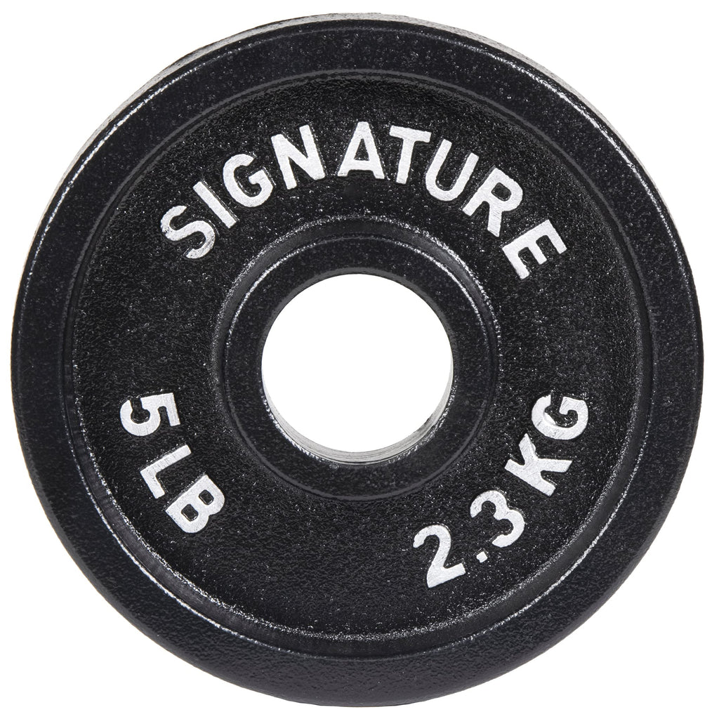 Signature Fitness Deep Dish 2-Inch Olympic Cast Iron Weight Plates with E-Coating, Black