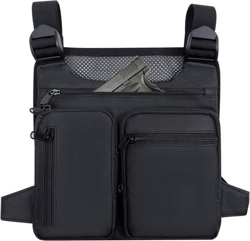 KINGSLONG Running Chest Pack - Water-Resistant Vest with Built-In Phone Holder for Workouts