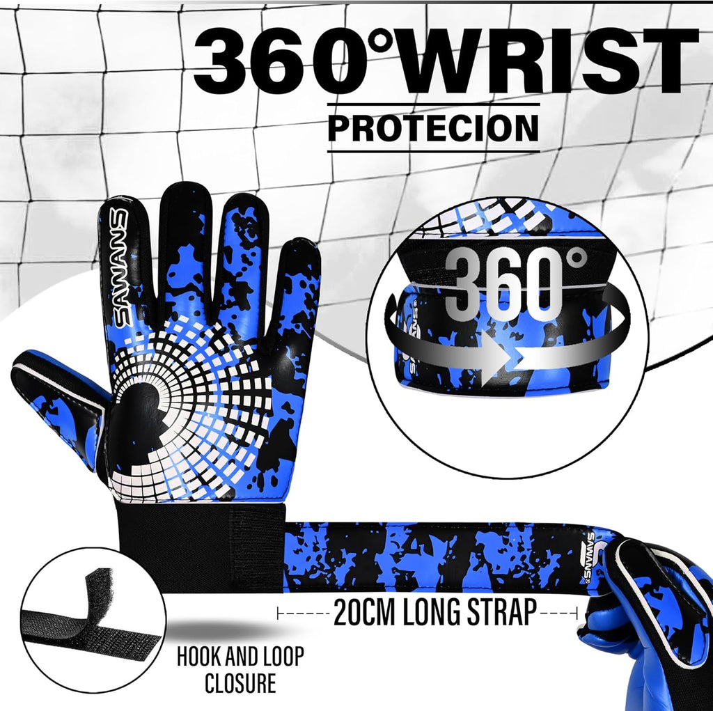 SAWANS Soccer Goalkeeper Gloves - Strong Grip & Wrist Support for Kids & Adults | Anti-Slip Design