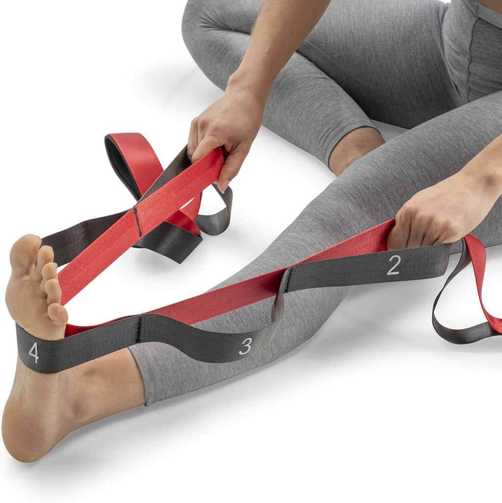 Sunny Health & Fitness Yoga Stretch Strap - 75" Durable Polyester with 8 Grip Loops for Flexibility & Therapy