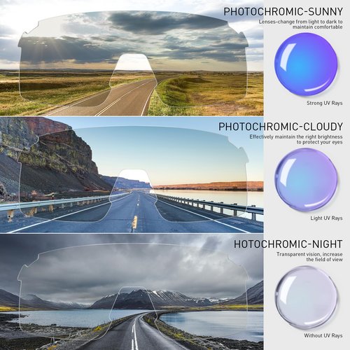 SCVCN Photochromic Cycling Glasses Frameless Sports sunglasses for Men Women - Ideal For Baseball, Bike, Golf, Running