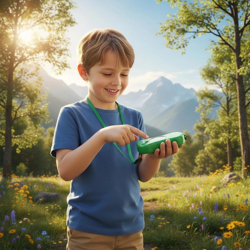 Kids Explorer Kit Compass Toy | Essential Outdoor Adventure Gear (Compass & Whistle Included) | Develops Sense of Direction, Gift for Boys & Girls（Green-com*Whistle）
